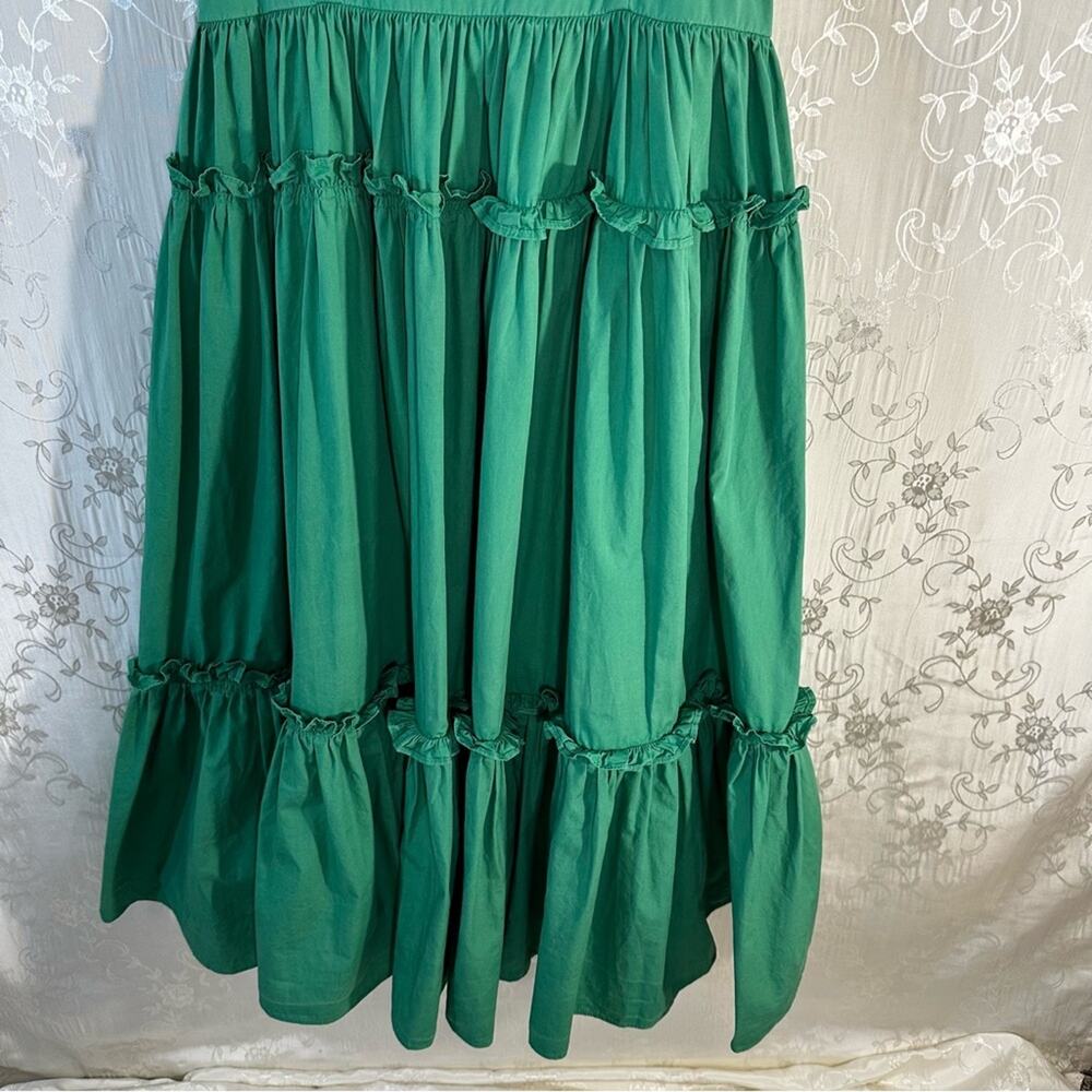 Pinch Green Sleeveless Flowy Ruffle 100% Cotton Maxi Dress Size Small - Picture 5 of 8